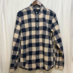 J.Crew Slim Fit‎ Flannel Button Up Shirt Plaid Long Sleeve Mens Medium Oxford